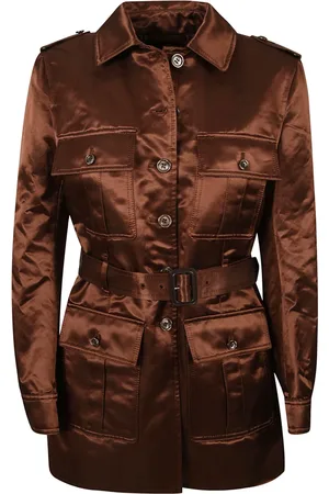 Tom Ford Jakke, Dame, Brun, 2XS, Bomuld, Luksuriøs Duchesse Safari Jakke