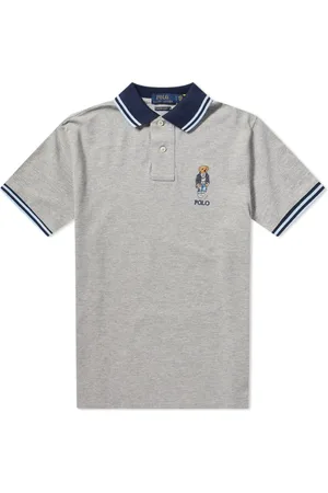 Ralph Lauren Top, Herre, Grå, S, Bomuld, Custom Bear Polo