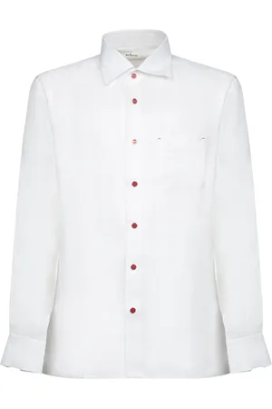 Kiton Skjorte, Herre, Hvid, 3XL, Linned, Hvid Polo Shirt Sofistikeret Stil