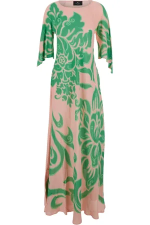 Etro Kjole, Dame, Flerfarvet, S, Blomstret Lang Kjole Kvinde
