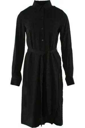 Pinko Kjole, Dame, Sort, XS, Sort Silkekjole med Skjorte