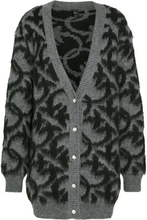 Pinko Strik, Dame, Grå, S, Uld, Stilfuld Cardigan