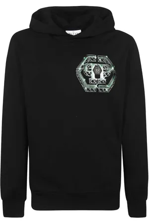 Philipp Plein Sweathshirts & Hoodies, Herre, Sort, L, Bomuld, Godzilla Monsters-print Hættetrøje