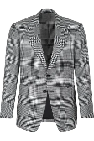 Tom Ford Jakke, Herre, Grå, XL, Uld, Prince Of Wales Shelton Jakke