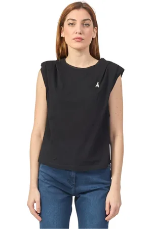 Patrizia Pepe Top, Dame, Sort, XS, Bomuld, Ærmeløs Bomulds Logo T-shirt