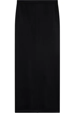 Pinko Nederdel, Dame, Sort, XL, Satin, Lang, lige satinnederdel med lommer