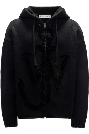 J.W.Anderson Sweathshirts & Hoodies, Herre, Sort, L, Uld, Anchor Logo Hættetrøje