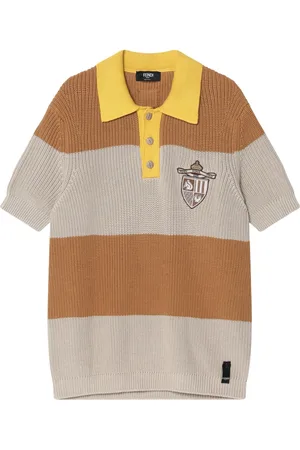 Fendi Strik, Herre, Flerfarvet, M, Kortærmet Polo Shirt