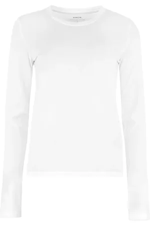 Vince Top, Dame, Hvid, S, Bomuld, Ribbet Krave Bomuld T-shirt