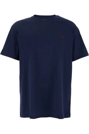 Ralph Lauren Top, Herre, Blå, L, Bomuld, Crewneck T-shirt med pony-detalje