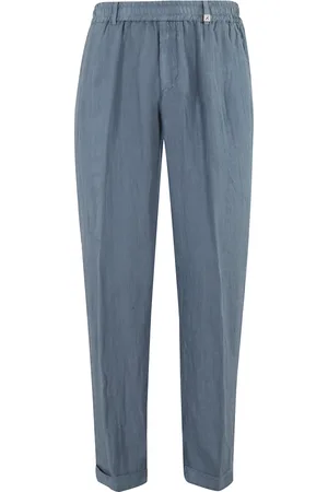 MYTHS Bukser, Herre, Blå, 2XL, Linned, Linned Tapered Bukser i Støvfarve