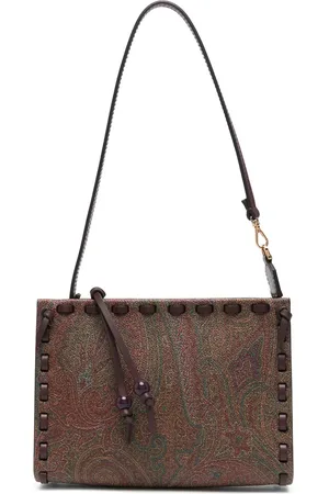 Etro Taske, Dame, Brun, ONE SIZE, Uld, Brun Flettet Kant Skuldertaske