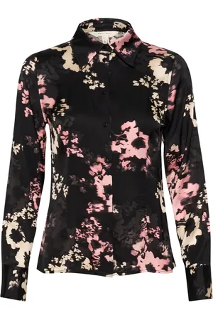 Part Two Bluser & Skjorter, Dame, Sort, S, Bomuld, Sort Blomstret Skjorte