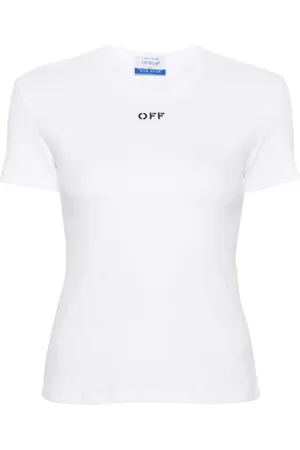 OFF-WHITE Top, Dame, Hvid, S, Bomuld, Stempelstil Hvid Sort
