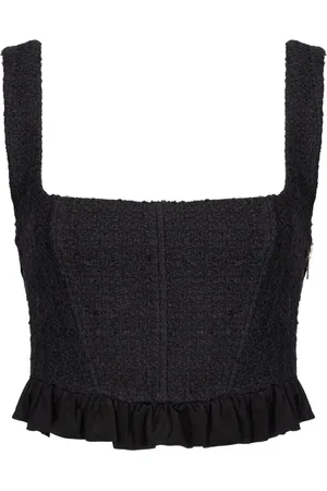 Pinko Top, Dame, Sort, M, Tyl, Ærmeløs Bustier-Style Croptop