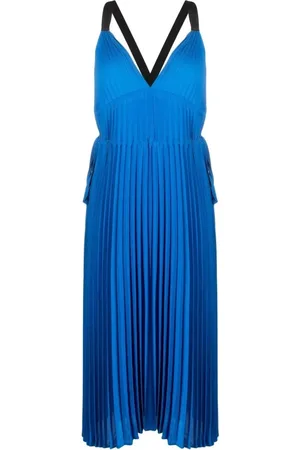 Proenza Schouler Kjole, Dame, Blå, XS, Polyester, Broomstick Plisseret Tank Kjole
