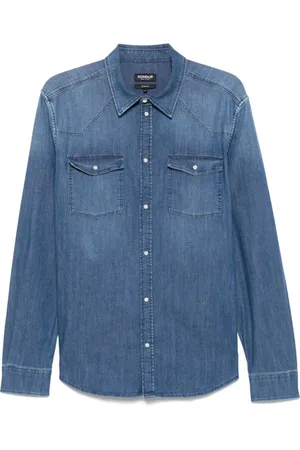 Dondup Skjorte, Herre, Blå, L, Denim, Blå Indigo Skjorte med Brystlommer