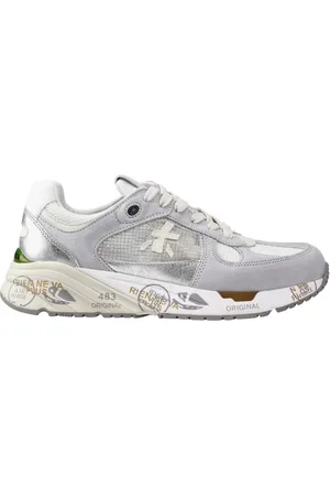 Premiata Sko, Dame, Grå, 36 EU, Grå Sølv Ruskind og Stof Sneakers