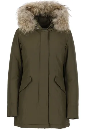 Woolrich Jakke, Dame, Grøn, 2XL, Uld, Tech Fabric Parka med aftagelig hætte