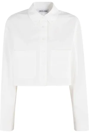 Low Classic Bluser & Skjorter, Dame, Hvid, S, Bomuld, Hvid Lomme Crop Skjorte