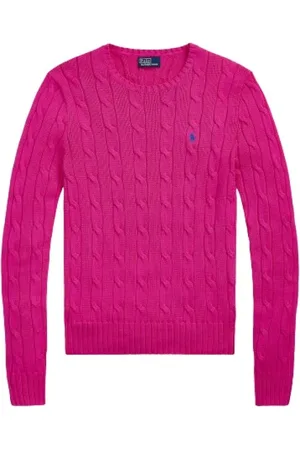 Ralph Lauren Strik, Dame, Lyserød, L, Bomuld, Tvistet bomuld strik Julianna sweater