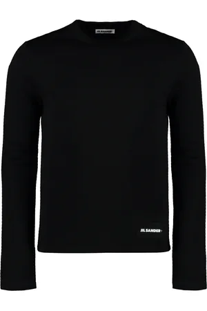 Jil Sander Top, Herre, Sort, XL, Uld, Langærmet T-shirt med lynlåsdetalje