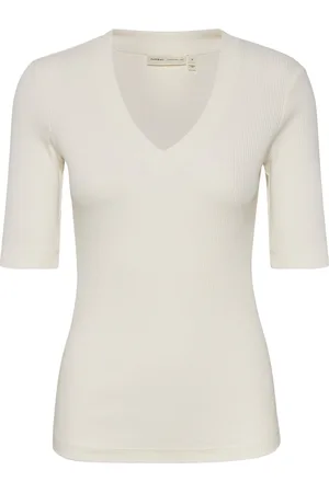 INWEAR Top, Dame, Hvid, 2XL, Bomuld, Whisper V-Neck T-shirt