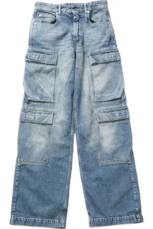 Rick Owens Jeans, Dame, Blå, W27, Bomuld, Blå Cargo Jeans Knaplukning Italien