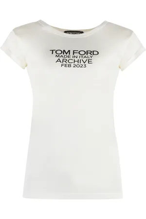 Tom Ford Top, Dame, , S, Silke T-shirt med Kontrasterende Print