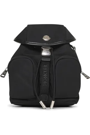 Moncler Taske, Dame, Sort, ONE SIZE, Uld, Sort Nylon Skuldertaske med Læderkant