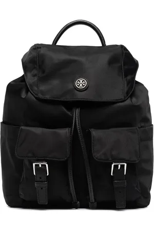 Tory Burch Taske, Dame, Sort, ONE SIZE, Nylon, Sort nylon rygsæk med dobbelt T-motiv