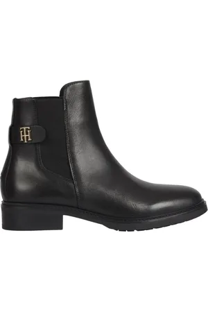 Tommy Hilfiger Sko, Dame, Sort, 36 EU, Læder, Læder Flat Støvle