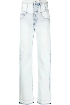 Isabel Marant Jeans, Dame, Blå, 2XS, Noemie Jeans med slidte kanter og lige ben