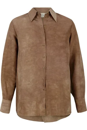 Cortana Bluser & Skjorter, Dame, Brun, XL, Linned, Dune, top i linned og silkeblanding