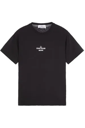 Stone Island Top, Herre, Sort, M, Bomuld, Archivio Print Kortærmet T-shirt