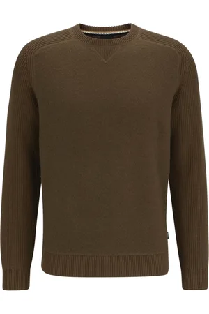 HUGO BOSS Strik, Herre, Brun, S, Bomuld, Regular Fit Bomuld og Uld Sweater