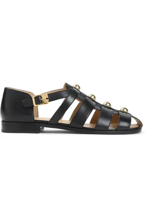 VALENTINO GARAVANI Sko, Herre, Sort, 40 1/2 EU, Uld, Stilfuld Sandal Skjold til Kvinder