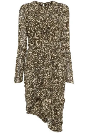 Isabel Marant Kjole, Dame, Brun, XS, Leopard Print Draped Kjole