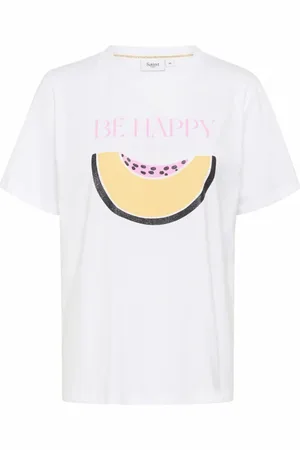Saint Tropez Top, Dame, Hvid, S, Grafisk Tee Top Pampas