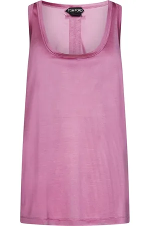 Tom Ford Top, Dame, Lyserød, 4XS, Uld, Silk Top med Scoop-udskæring og Racer-ryg