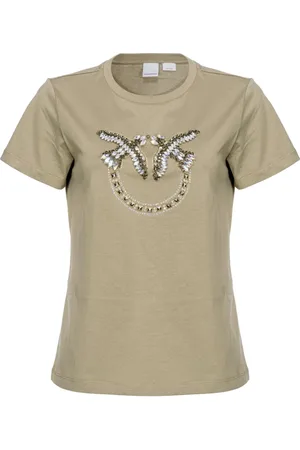 Pinko Top, Dame, Grøn, S, Bomuld, Quentin Jersey T-shirt