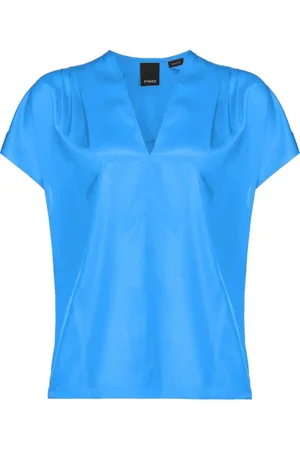 Pinko Top, Dame, Blå, L, Satin, Satin Stretch Silk Top