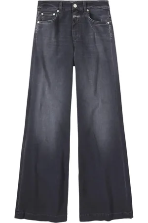 Closed Jeans, Dame, Grå, W25 L30, Højtaljede Brede Ben Grå Jeans