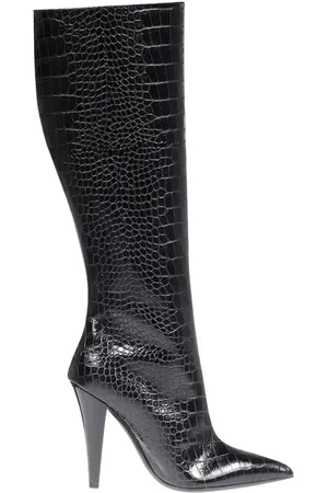 Tom Ford Sko, Dame, Sort, 38 1/2 EU, Læder, Croc Zip Knæhøje Støvler 105