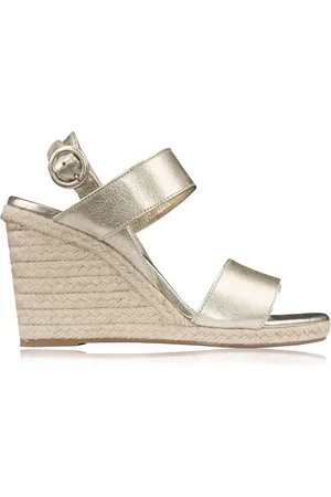 Prada Sko, Dame, Gul, 35 EU, Læder, Gyldne læder espadrille sandaler med spænde