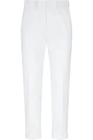 Tom Ford Bukser, Herre, Hvid, W38, Uld, Hvide Chino Bukser med Stilfuldt Logo