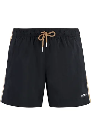 HUGO BOSS Badetøj, Herre, Sort, 2XL, Polyester, Farverige badeshorts med mesh-foring