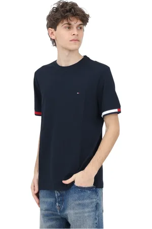 Tommy Hilfiger Top, Herre, Blå, L, Bomuld, Kortærmet T-shirt