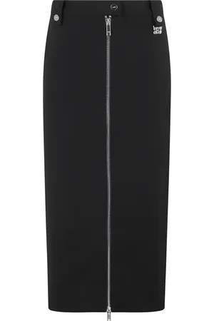 Ganni Nederdel, Dame, Sort, XS, Uld, Sort Bonded Crepe Midi Nederdel