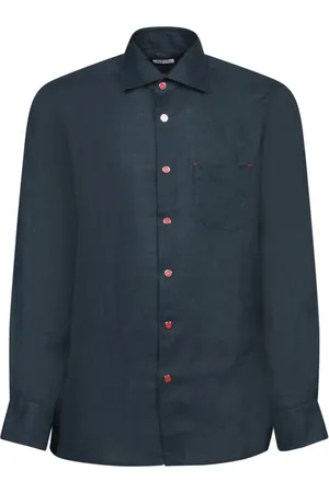 Kiton Skjorte, Herre, Blå, XL, Uld, Blå Polo Shirt Stilfuld Klassisk